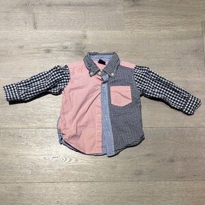 GAP Kids Multicolor Patchwork Button Down Shirt